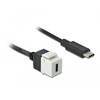 KEYSTONE MODULIS, USB-C(F) 3.0->USB-C(M) LIZDAS ANT 25CM KABELIO JUODA-Baltas DELOCK