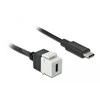 KEYSTONE MODULIS, USB-C(F) 3.0->USB-C(M) LIZDAS ANT 25CM KABELIO JUODA-Baltas DELOCK