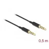 Delock Klinkenkabel 3,5 mm 4 Pin Stecker zu Stecker Ultra Slim 0,5 m juodas