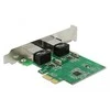 DELOCK PCI EXPRESS X1 2X RJ45 1GB TINKLO KORTELĖ, TAIKYKITE ŽEMUS PROFILIUS