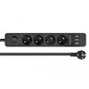 Delock Steckdosenleiste 4-fach mit Schalter und 3 x USB juodas