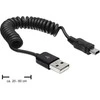 DELOCK kabelis USB 2.0-A kištukas > USB mini vyriškas suvyniotas kabelis