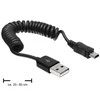 DELOCK kabelis USB 2.0-A kištukas > USB mini vyriškas suvyniotas kabelis
