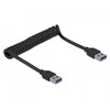 KABELIS USB-A M/M 3.0 0.3-1.2M SPIRALA JUODA DELOCK