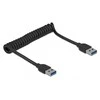 KABELIS USB-A M/M 3.0 0.3-1.2M SPIRALA JUODA DELOCK