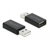 DELOCK Adapteris USB A /F 2.0 į USB A /M 2.0 su duomenų blokatoriumi juodas