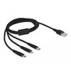 Delock USB įkrovimo laidas 3 viename, skirtas Lightning™ / Micro USB / USB Type-C™ 1 m juodas