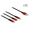 DELOCK USB įkrovimo kabelis 3 in 1, skirtas Lightning / Micro USB / USB Type-C 1m
