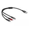 „Delock“ USB įkrovimo laidas „3 viename“, skirtas „Lightning“ / „MicroUSB“ / „Type-C“, 30 cm, 3 spalvų