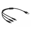 „Delock“ USB įkrovimo laidas „3 viename“, skirtas „Lightning“ / „MicroUSB“ / „Type-C“, 30 cm juodas