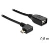 Delock Atrakinimo kabelis USB micro-B kištukinis > USB 2.0-A moteriškas OTG 50 cm kampu