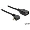 Delock Atrakinimo kabelis USB micro-B kištukinis > USB 2.0-A moteriškas OTG 50 cm kampu