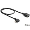 Delock Atrakinimo kabelis USB micro-B kištukinis > USB 2.0-A moteriškas OTG 50 cm kampu