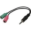 AV adapteris Deltaco Jack 3.5mm - Jack 3.5mm x2 juoda (AD- 8)