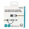 Deltaco Mob. telefono kabelis STREETZ USB-microUSB+Lightning, 1.0m, oranžinis / IPLH-241