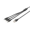 Assmann Electronic ASSMANN USB įkroviklio laidas USB A - Lightning+micro B+Type-C 1m 3in1 kabelis medvilnė CE bl