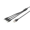 Assmann Electronic ASSMANN USB įkroviklio laidas USB A - Lightning+micro B+Type-C 1m 3in1 kabelis medvilnė CE bl