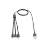Assmann Electronic ASSMANN USB įkroviklio laidas USB A - Lightning+micro B+Type-C 1m 3in1 kabelis medvilnė CE bl
