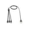 Assmann Electronic ASSMANN USB įkroviklio laidas USB A - Lightning+micro B+Type-C 1m 3in1 kabelis medvilnė CE bl