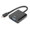 Assmann Electronic DIGITUS keitiklis micro-HDMI į VGA micro HDMI kištukas VGA D-Sub jungtis 3,5 mm garso lizdas juodas