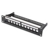 Assmann Electronic DIGITUS Modular Patch Panel ekranuotas 12 prievadų tuščias 1U 10 colių 10 colių stovo montavimo spalva juodas RAL 9005