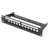 Assmann Electronic DIGITUS Modular Patch Panel ekranuotas 12 prievadų tuščias 1U 10 colių 10 colių stovo montavimo spalva juodas RAL 9005