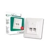 DIGITUS CAT 5e modulinis sieninis lizdas, ekranuotas, 2x RJ45, 8P8C, LSA, grynos baltos spalvos, įleidžiamas, DN-9001/B5-N