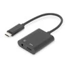 Assmann Electronic ASSMANN USB Type-C skirstytuvo kabelis, tipas C - 3,5 mm+type C M/F/F 0,2m Gen2 5A 10GB Vers. 3.1 CE bl Versija 3.1 CE bl