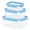Emsa Food Clip&amp;Close 508567 3p rinkinys skaidrus/mėlynas