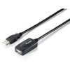 „Equip“ USB 2.0 A tipo aktyvus prailginimo kabelis, kištukas-lizdas - 5 m - 5 m - USB A - USB A - USB 2.0 - kištukas/lizdas - Juodas