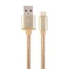 GEMBIRD CCB-mUSB2B-AMCM-6-G USB 2.0 kabelis į C tipo jungtį, medvilnės pynimo metalinės jungtys, 1,8 m, auksinis