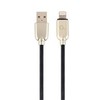 GEMBIRD CC-USB2R-AMLM-1M Gembird Premium guminis 8 kontaktų įkrovimo ir duomenų kabelis, 1m, juodas