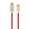 GEMBIRD CC-USB2R-AMLM-2M-R Gembird Premium guminis 8 kontaktų įkrovimo ir duomenų kabelis, 2m, raudonas