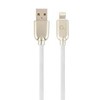 GEMBIRD CC-USB2R-AMLM-2M-W Gembird Premium guminis 8 kontaktų įkrovimo ir duomenų kabelis, 2m, baltas