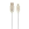 GEMBIRD CC-USB2R-AMLM-2M-W Gembird Premium guminis 8 kontaktų įkrovimo ir duomenų kabelis, 2m, baltas