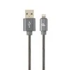 GEMBIRD CC-USB2S-AMLM-1M-BG Gembird Premium spiralinis metalinis 8 kontaktų įkrovimo ir duomenų kabelis, 1m, metalinis-pilkas