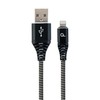 GEMBIRD CC-USB2B-AMCM-1M-BW Premium medvilninis pintas Type-C USB įkrovimo ir duomenų laidas 1m juodas/baltas