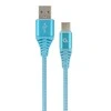 GEMBIRD CC-USB2B-AMCM-2M-VW Gembird Premium medvilninis pintas Type-C USB įkrovimo ir duomenų laidas,2m,mėlynas/baltas