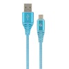 GEMBIRD CC-USB2B-AMmBM-1M-VW Gembird Premium medvilninis pintas Micro-USB įkrovimo ir duomenų laidas,1m,mėlynas/baltas