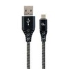 GEMBIRD CC-USB2B-AMmBM-1M-BW Premium medvilninis pintas Micro-USB įkrovimo ir duomenų laidas 1m juodas/baltas