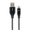 GEMBIRD CC-USB2B-AMmBM-1M-BW Premium medvilninis pintas Micro-USB įkrovimo ir duomenų laidas 1m juodas/baltas