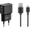 „Goobay Micro USB“ dvigubo įkrovimo rinkinys 2,4 A [juodas]