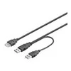 Goobay USB maitinimo kabelis DELTACO Y 2xType A ha, 1xType A female, 0.3m, juodas / USB2-16