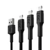 Green Cell Žalias Cell Žalias CELL 3x Kabelis GC Ray USB - Lightning 30cm 120cm 200cm baltas LED apšvietimas