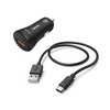 HAMA QUICK CHARGE 3A AUTOMOBILINIS KROVIMAS + C TIPO KABELIS 1,5M