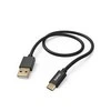 Hama įkrovimo/duomenų kabelis „Audinis“ USB-A-USB-C, nailonas, juodas