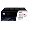 Hewlett Packard (HP) HP 410X 3 pakuočių didelio našumo žalsvai mėlynos spalvos / rausvai raudonos spalvos / geltonos originalios LaserJet dažų kasetės