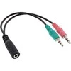 InLine Audio Headset Y-Adapteris cable, 2x 3.5mm plugs to 3.5mm jack 4-pole CTIA – 0.15m