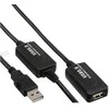 USB kabelis InLine USB-A - USB-A 10 m Juodas (34612I)