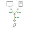 Maitinimo kabelis InLine F 1x IEC- C14 - 2x IEC- C13 1m tipas